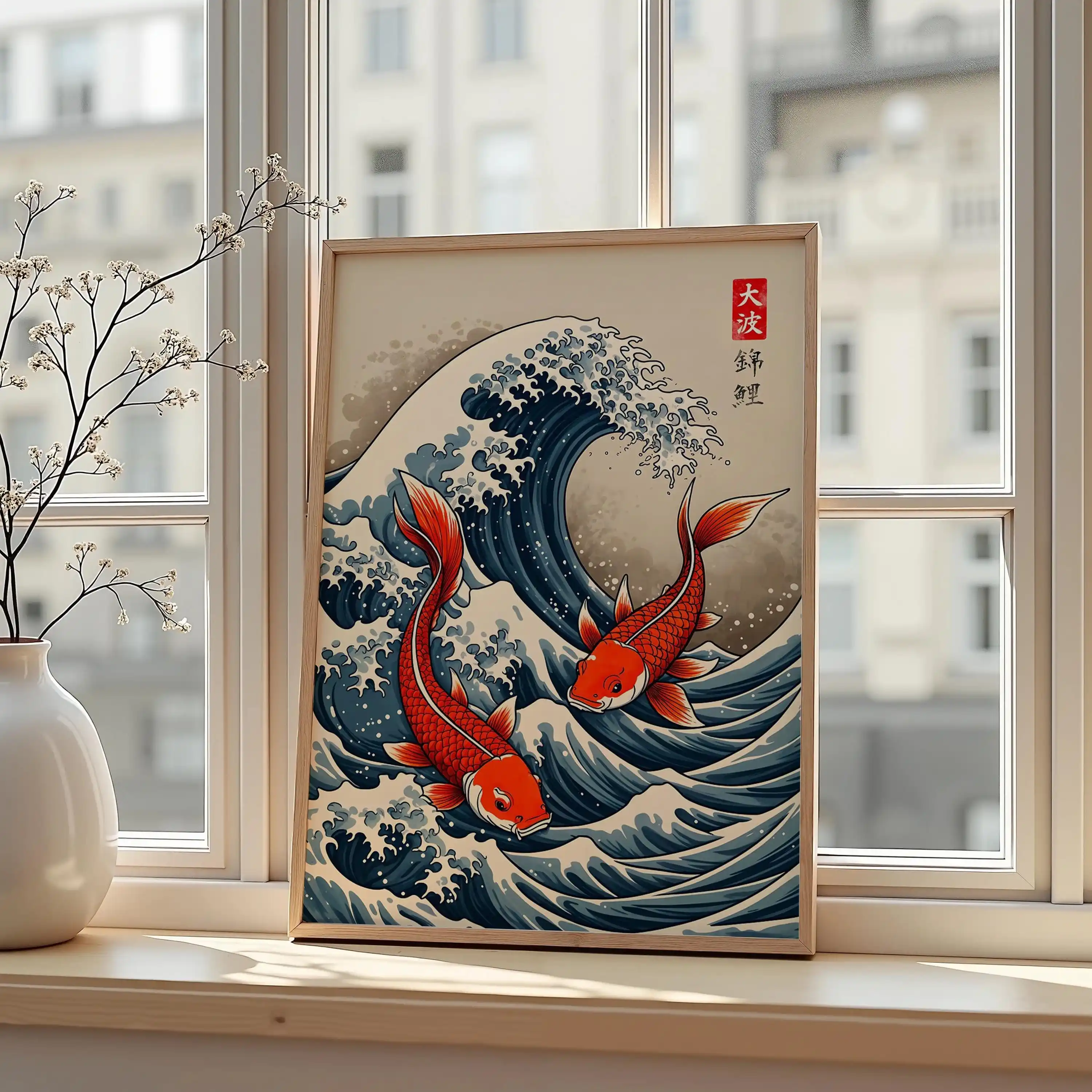 كوي الأسماك المشارك يايوي كوساما مستوحاة كوي الأسماك جدار الفن اليابانية الصاعد الفن طباعة أوساكا الحد الأدنى جدار الفن غرفة ديكور المنزل هدية