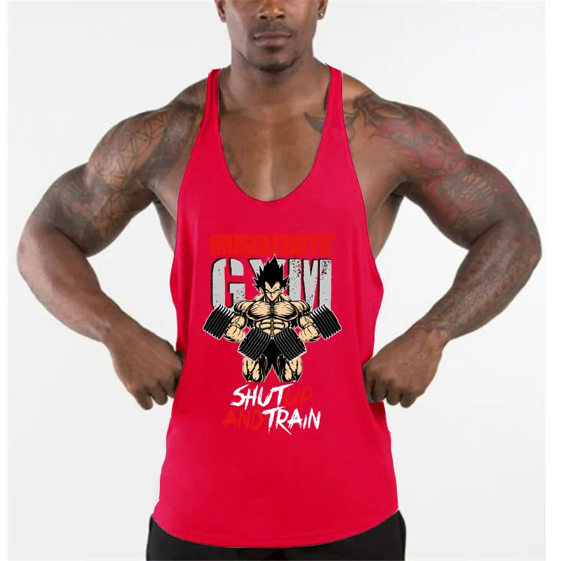 Brand Vest Muscle Fashion Gym Mens Back Tank Top Sleeveless Stringer Clothing Bodybuilding Singlets Fitness Workout Sports Shirt