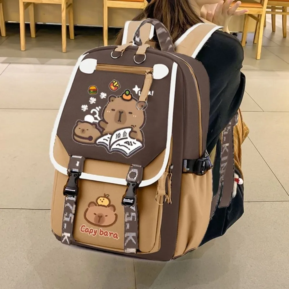 New Large Capacity Capybara Backpack Adjustable Strap Waterproof Students Schoolbag Lightweight Breathable School Backpack