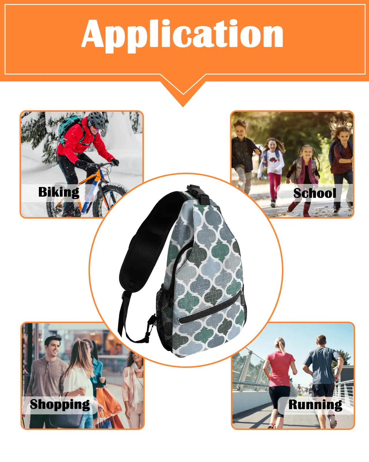 Bolsos de pecho Retro marroquí geométricos para mujeres y hombres, bolsos de mensajero impermeables, bolsos de viaje deportivos, bolso cruzado de un hombro, verde y gris