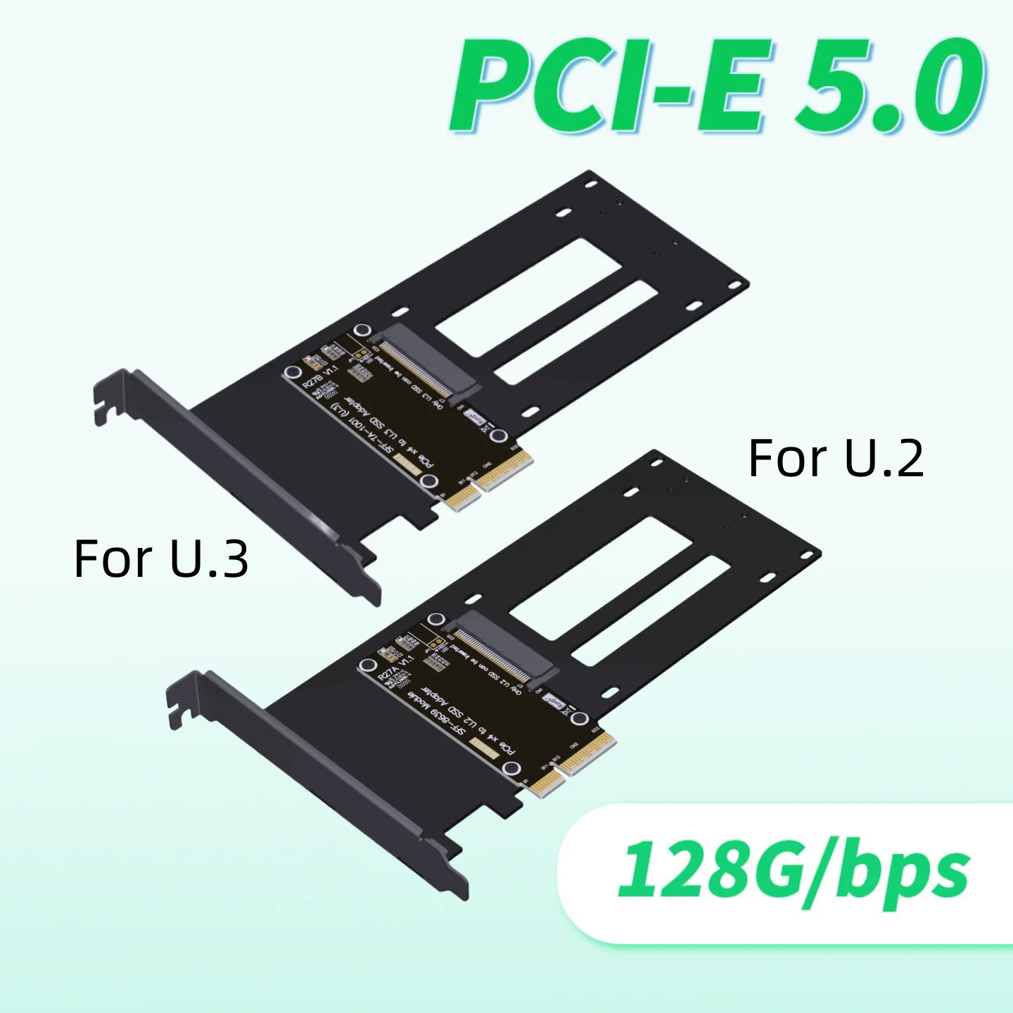ADT PCIe 5.0 X4 To U.2 (SFF-8639)/U.3 (SFF-TA-1001)/E1.S/E3.S (SFF-TA-1002) SSD Hard Disk Adapter Card with Bracket Support Gen5