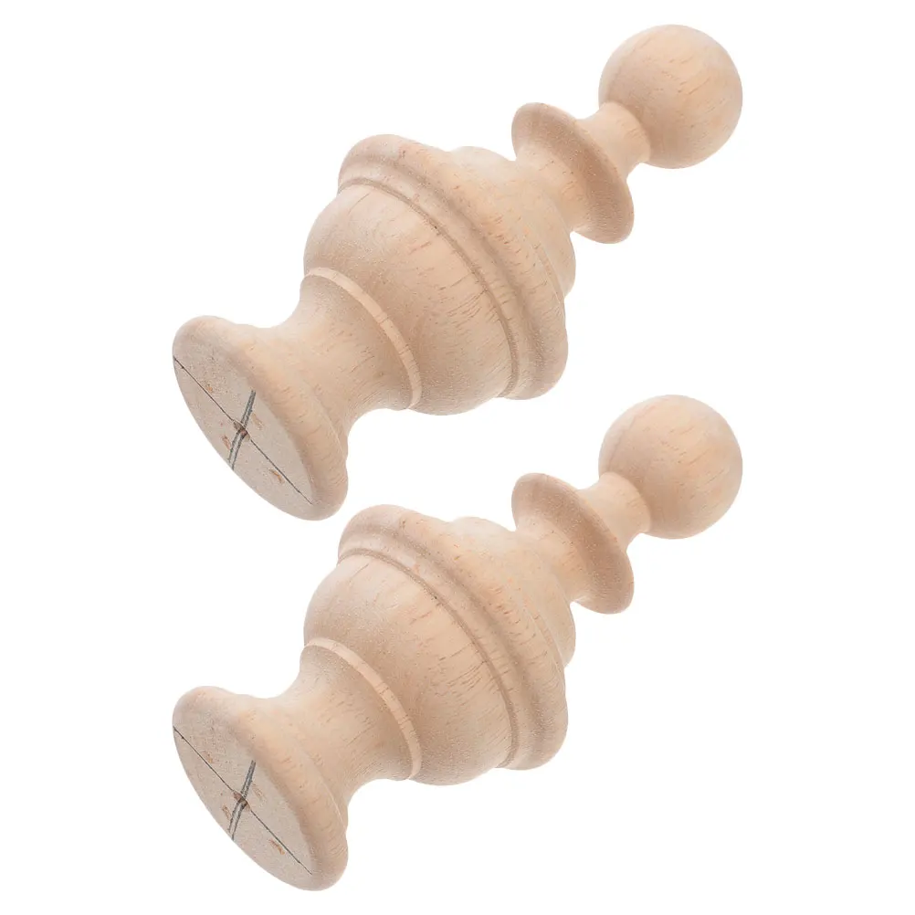 

2pcs Solid Wood Finials 6X10Cm Unfinished Handrail Post Decorative Staircase Baluster Toppers Bedroom Bedpost End Diy