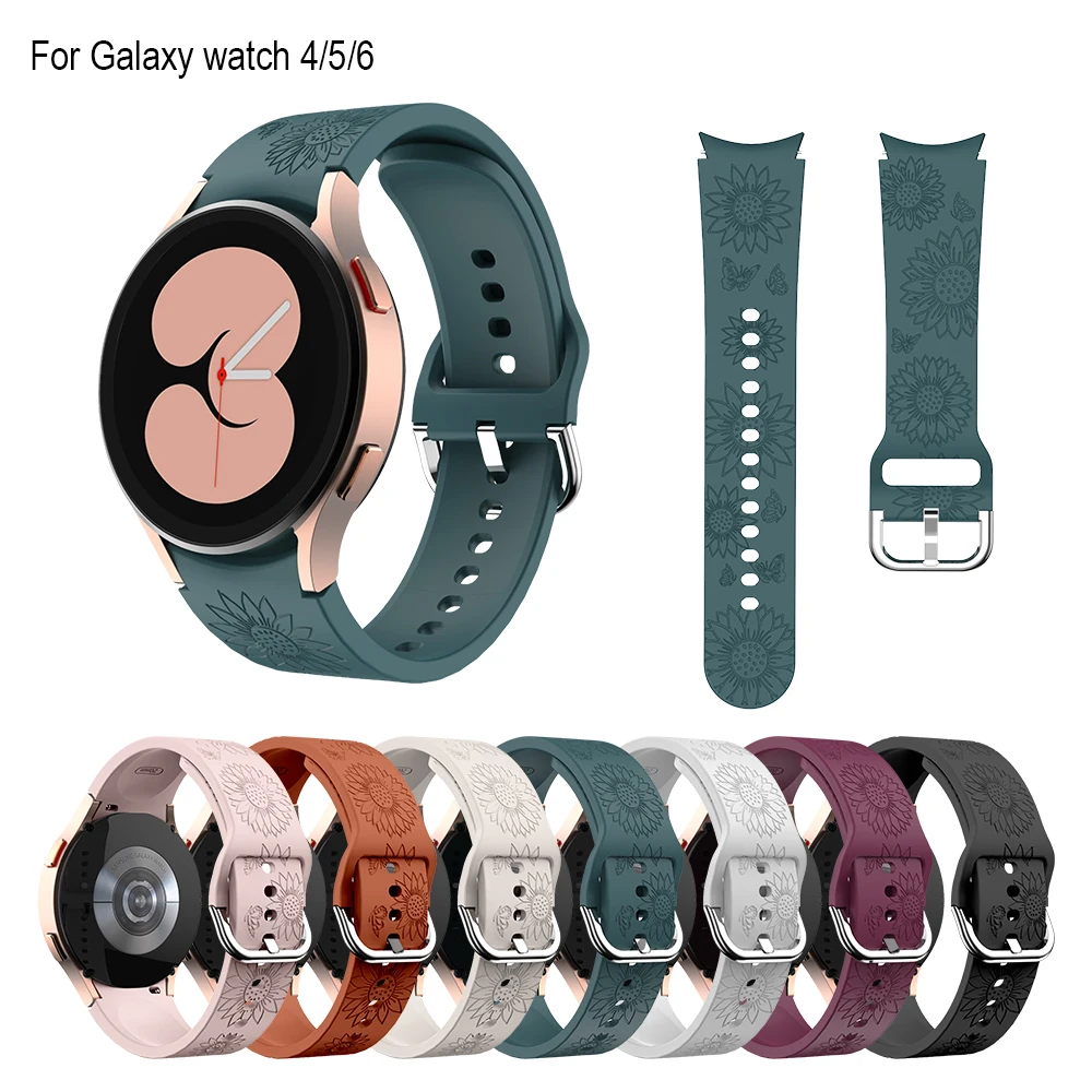 

Sunflower Printed strap for Samsung Galaxy Watch 4 40mm Watch 6 40mm No Gaps Engraved Strap Watchband Accessories Original band