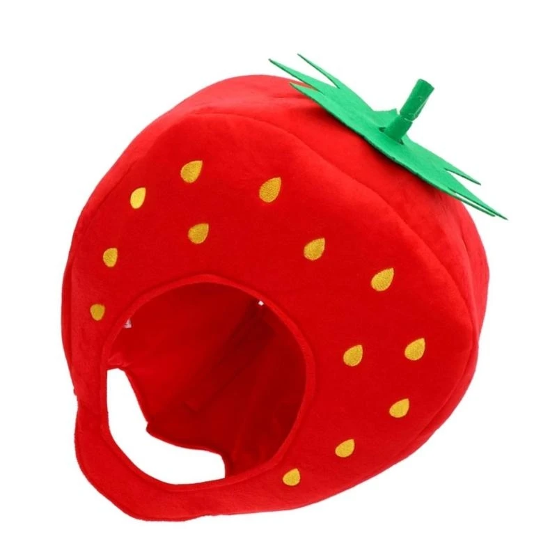 

Y5GC Strawberry Headgear Plush Strawberry Hat Funny Fruit Hat Strawberry Headgear