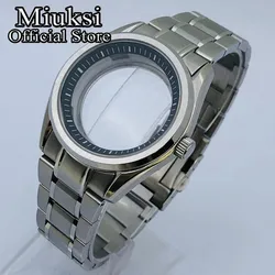 Miuksi 40mm silver watch case sapphire glass black blue white orange chapter ring fit NH35 NH36 NH38 NH70 NH72 movement