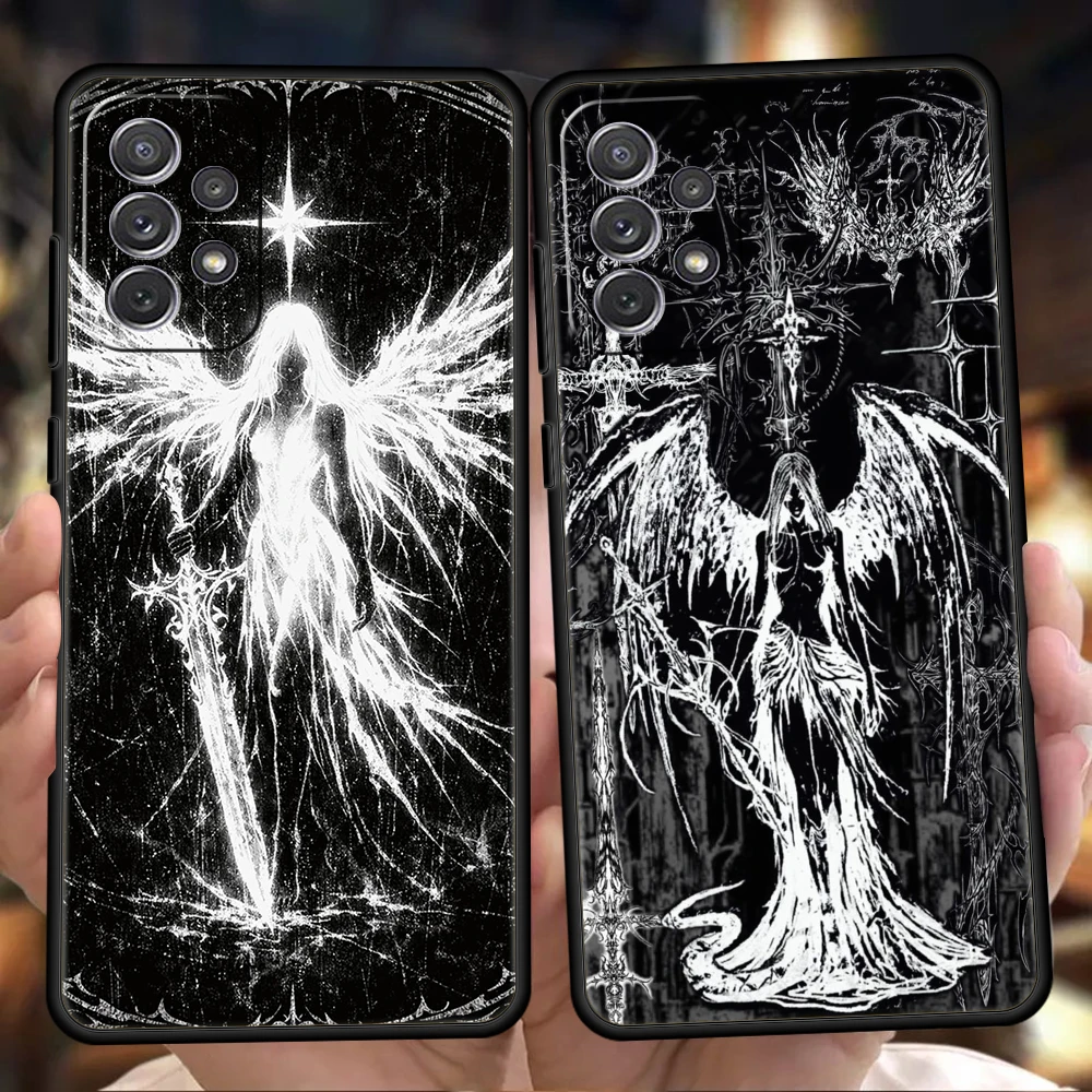 Phone Case for Samsung Galaxy A13 A15 A17 A22 A23 A25 A31 A32 A33 A35 A41 A51 A52 A55 5G Soft TPU Shell Gothic Cyber Sigil Capas