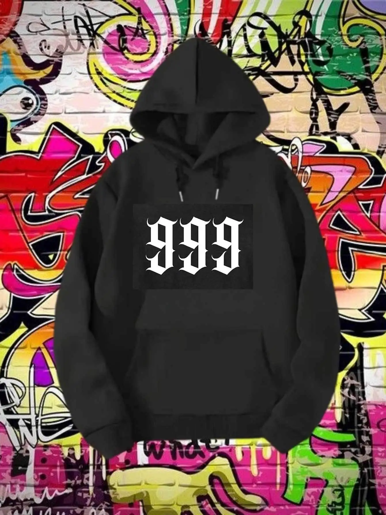 Personality 999 Digital Print Men Hooded Sweatshirt Autumn Winter Daily Outdoor Sports Loose All Build Leisure Warm Street Style