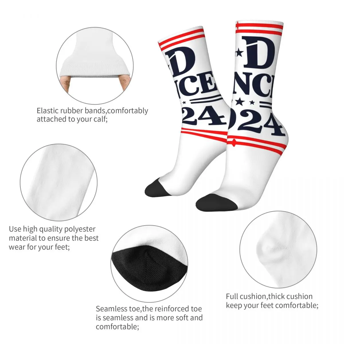 J D Vance 2024 Trump Vice President Design All Season Socks Merchandise for Male Compression Dress Socks