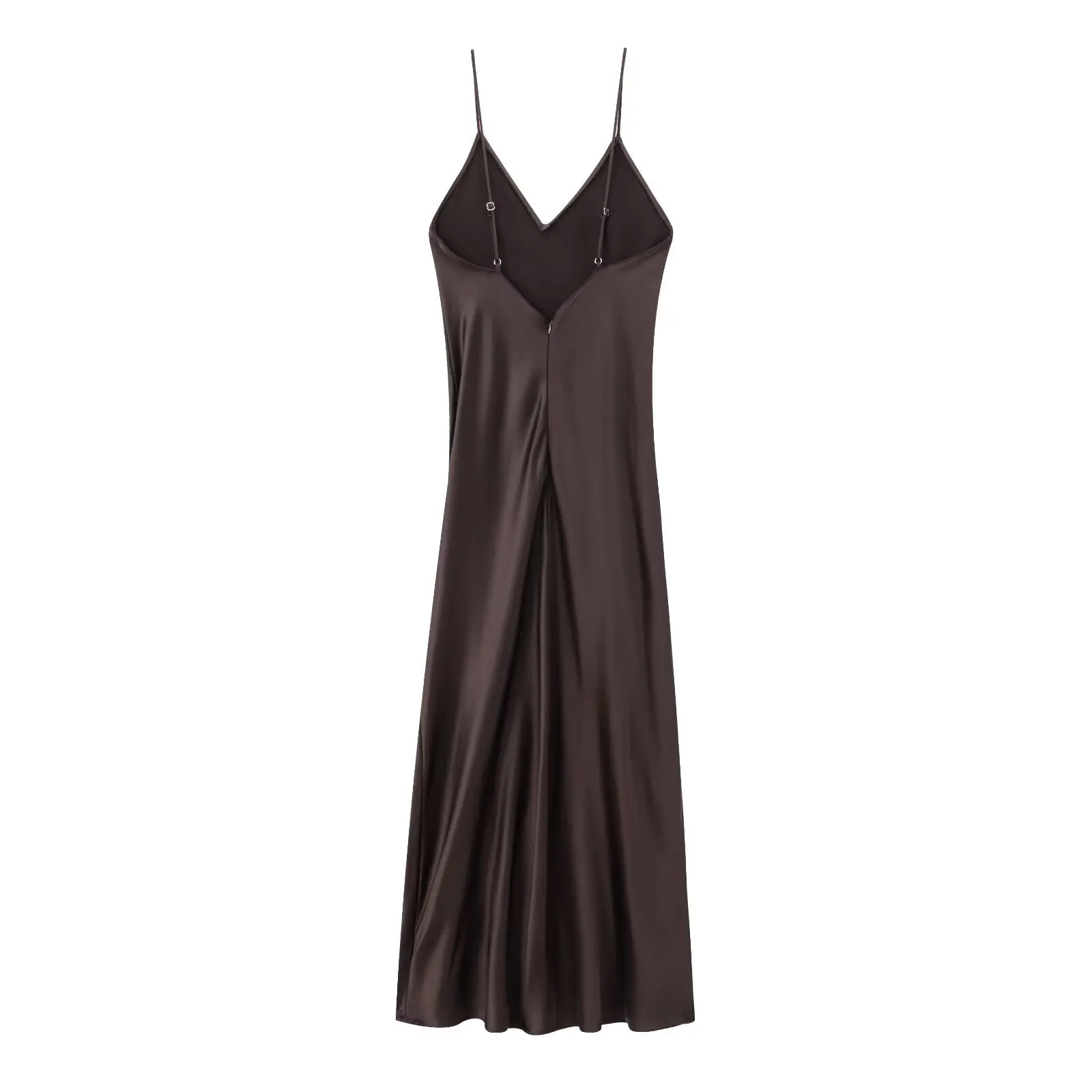 Dave&Di Minimalist Satin Camisole Dress Women's Solid Color Elegant Pajama Style Dress Fashion Ladies Party Dress Women Clothing