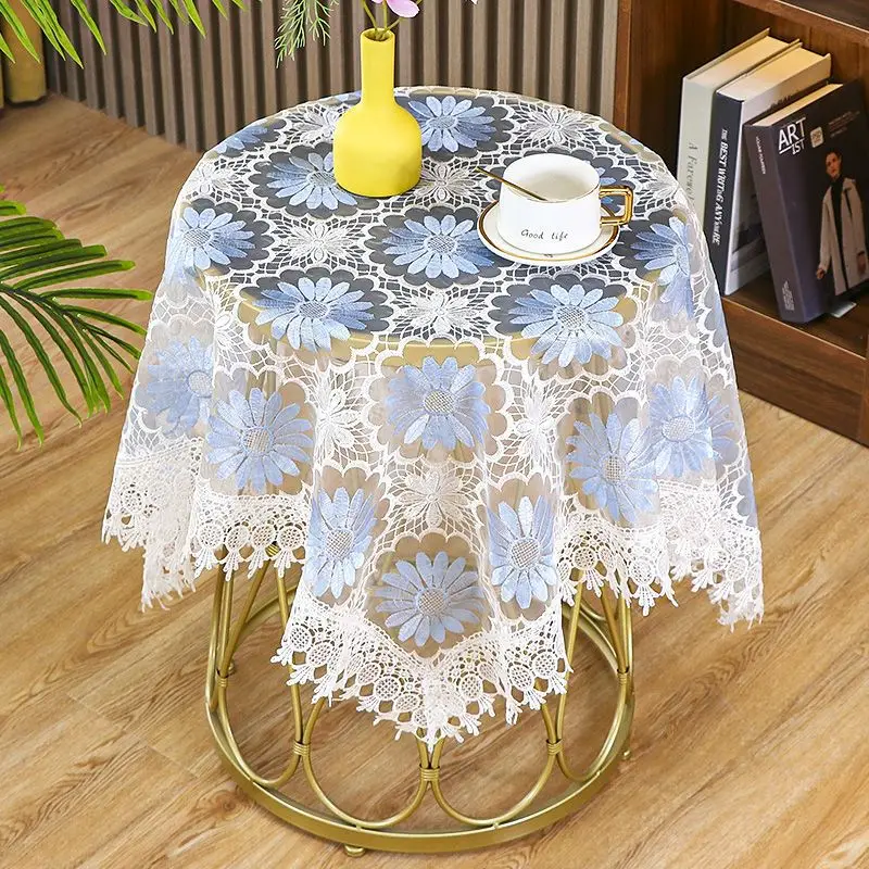 

Table Cloth Lace Pastoral Hollowed Out Rectangle Circular Table 2023 Yarn Embroidery Cover Cloth European Style