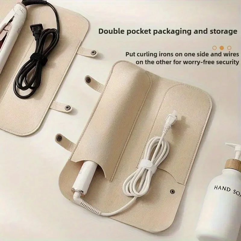 Hairdressing Tool Storage Bag -Travel Organizer with Double Pocket Design, Durable Fabric, Ideal for Curling Irons, Straightener