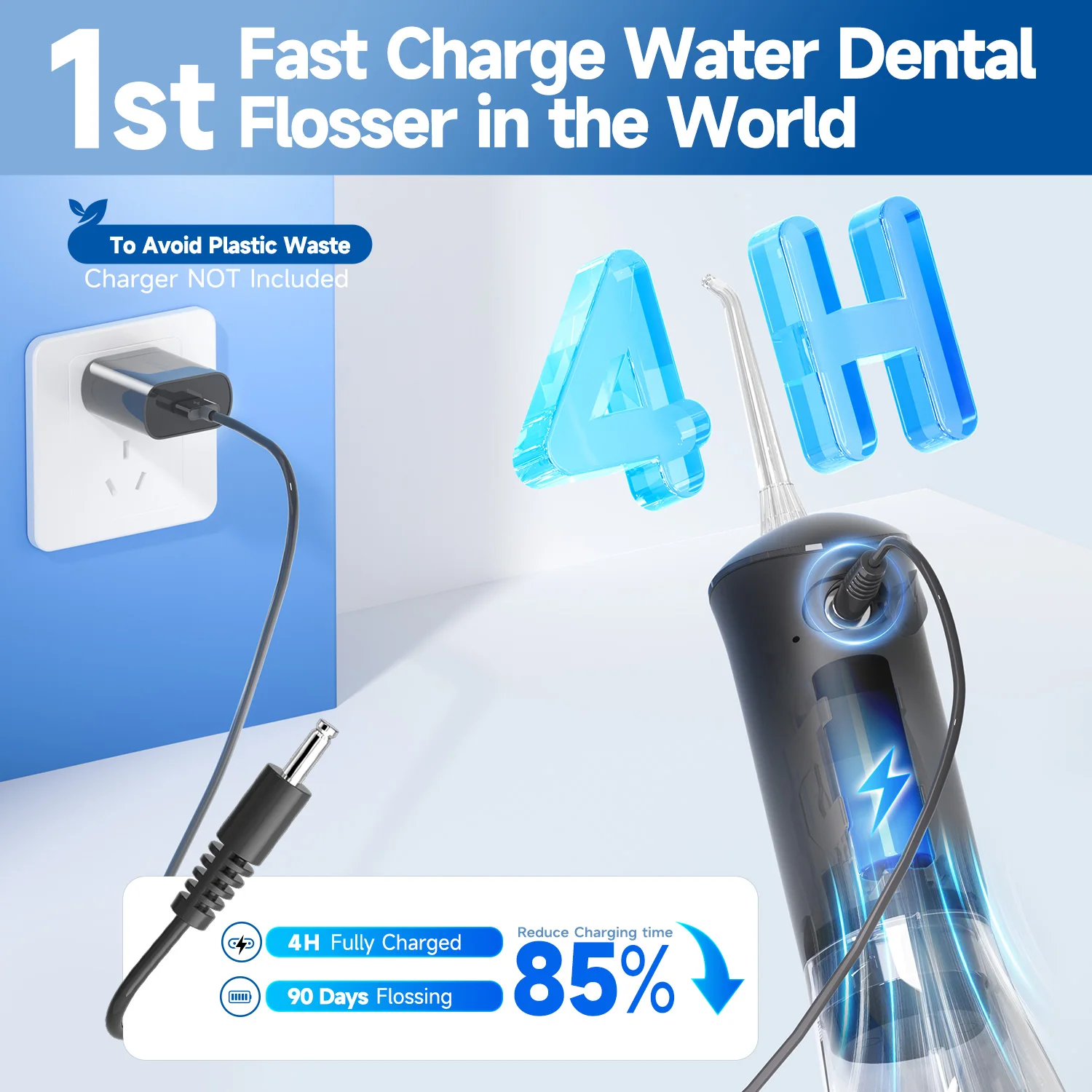 Water Dental Flosser Pick Pulse Portable Oral Irrigator 4 Replacement Tips IPX7 Waterproof 300ML Tank For Travel Personal Braces