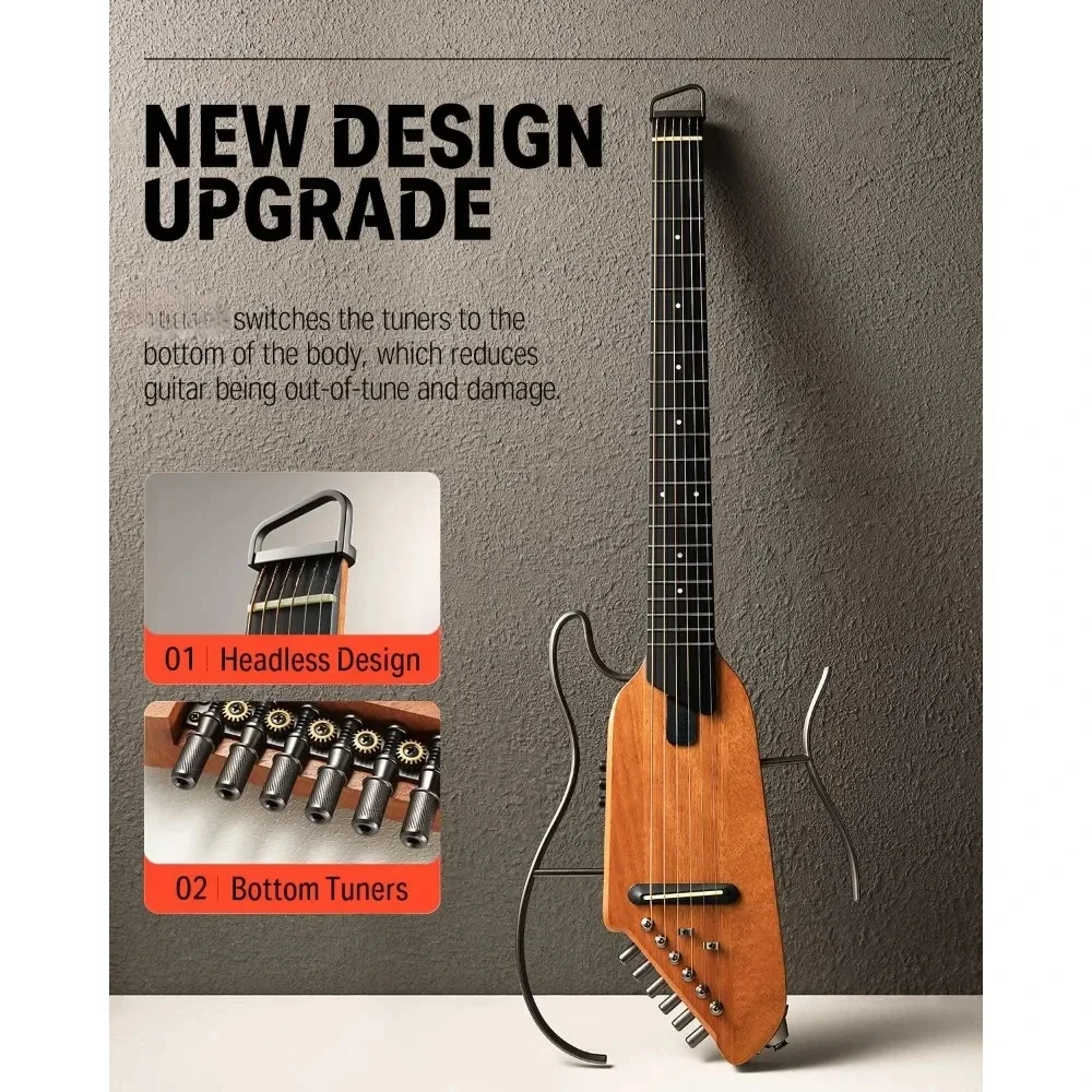 Electric Guitar Portable Ultra-Light and Quiet Performance, Mahogany Body with Removable Frames, Gig Bag,and Accessories