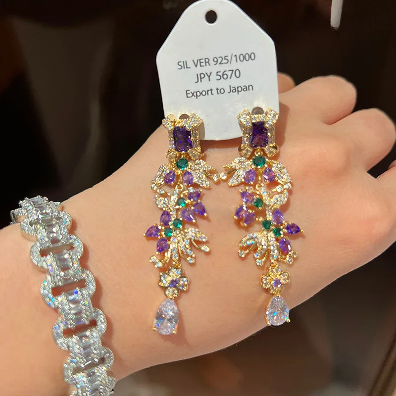 Light Luxury Fringed Zircon Earrings Fashion Temperament Exquisite