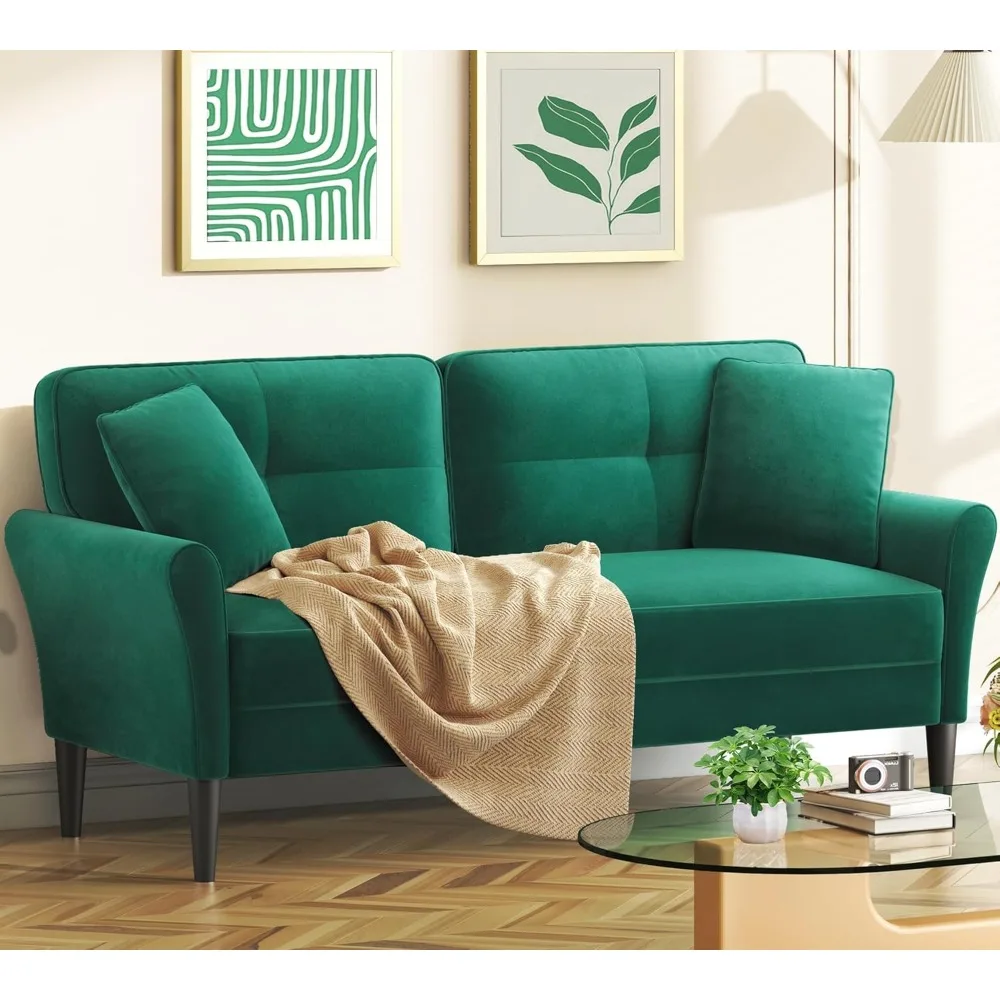 

Compact 69-Inch Sofa, Plush Loveseat with Two Cushions, Comfortable Seating, Easy Assembly Loveseat, Durable Sofa for Living Spa