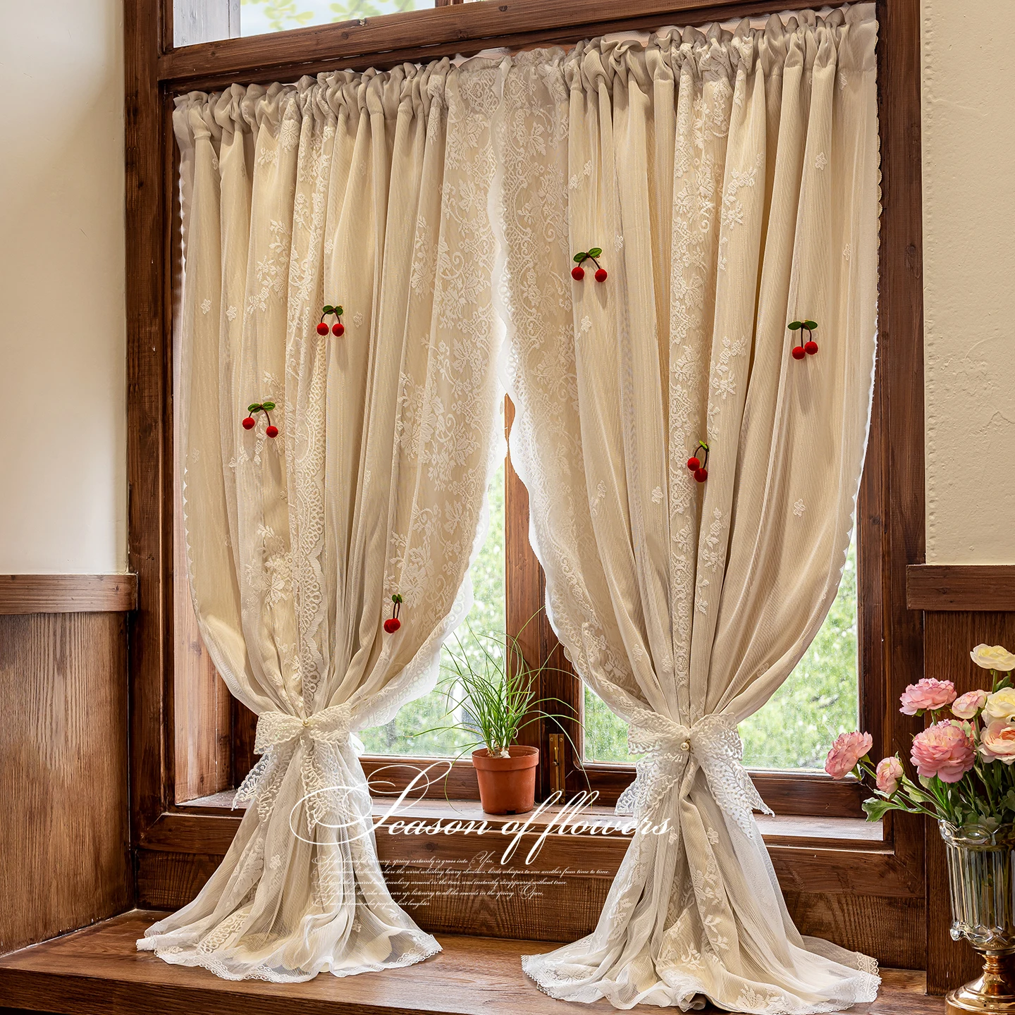 

Romantic French double-layer lace curtains, blackout cloth and yarn integrated 2025 new bedroom bay window,