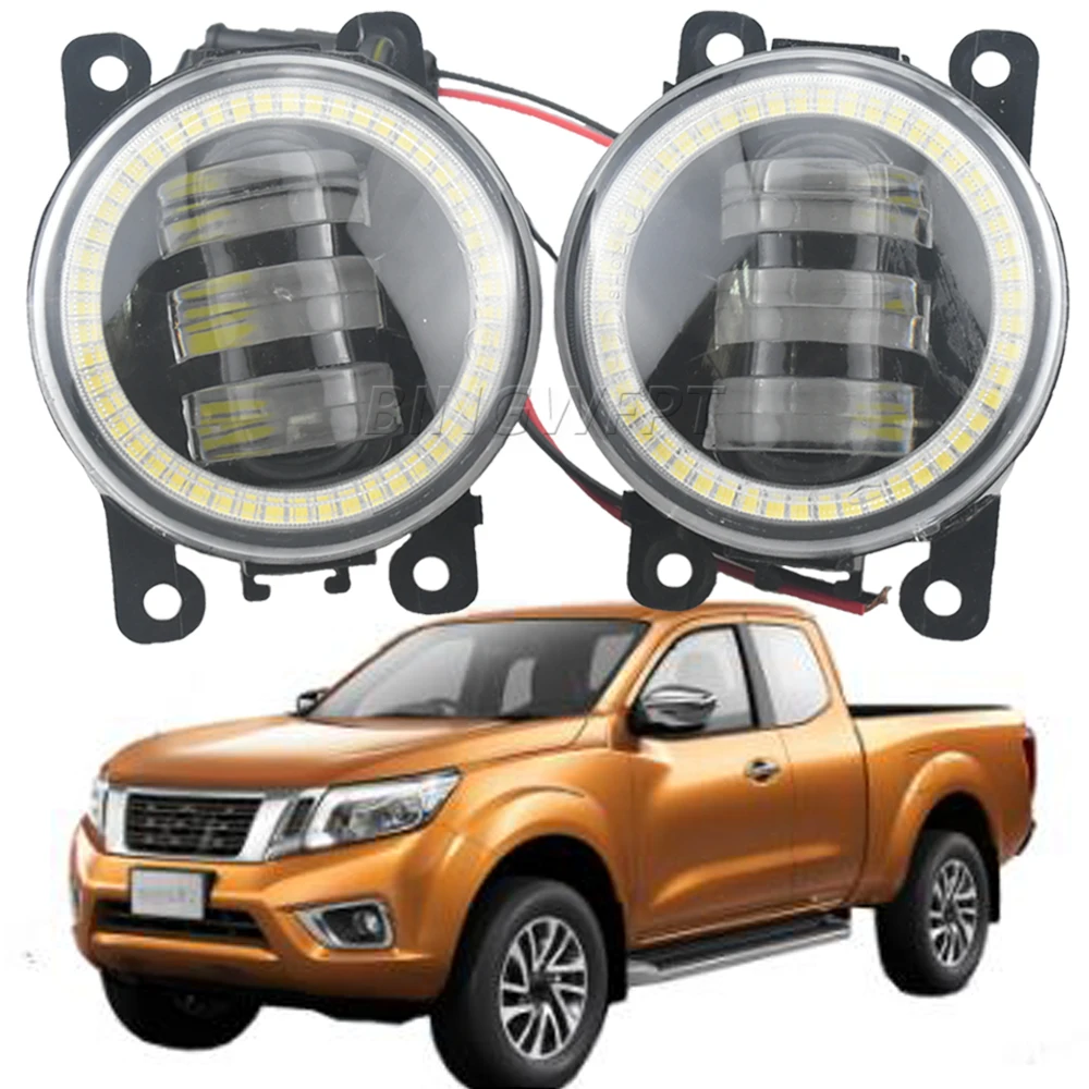 Car Front Bumper Fog Light Assembly LED Angel Eye Daytime Running Lights DRL 30W 12V Lamp For Nissan Navara D40 Pickup 2005-2012