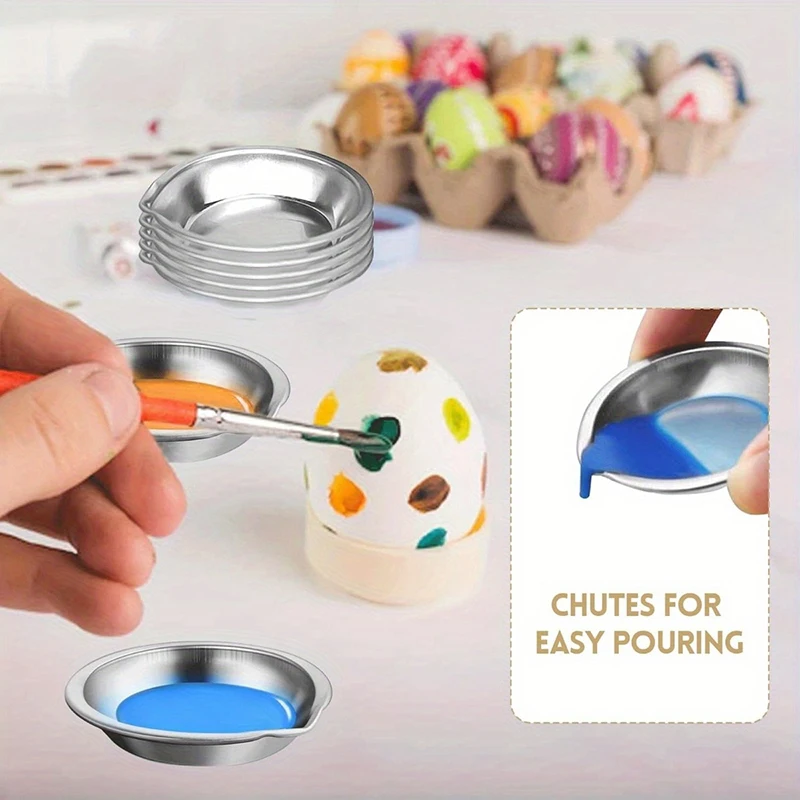 Hot 10pcs Stainless Steel Painting Color Bowls Oil Paint Trays Paint Color Mixing Cups Color Mixer Children DIY Painting Tools