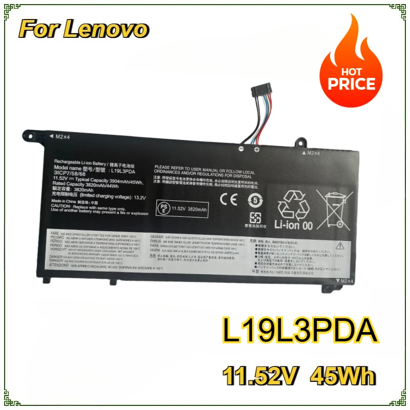 L19L3PDA L19C3PDA  L19D3PDA Laptop Battery for Lenovo K4E-ARE/ITL SB10Z21196 SB10Z21208 L19M3PDA 45WH Replacement Battery