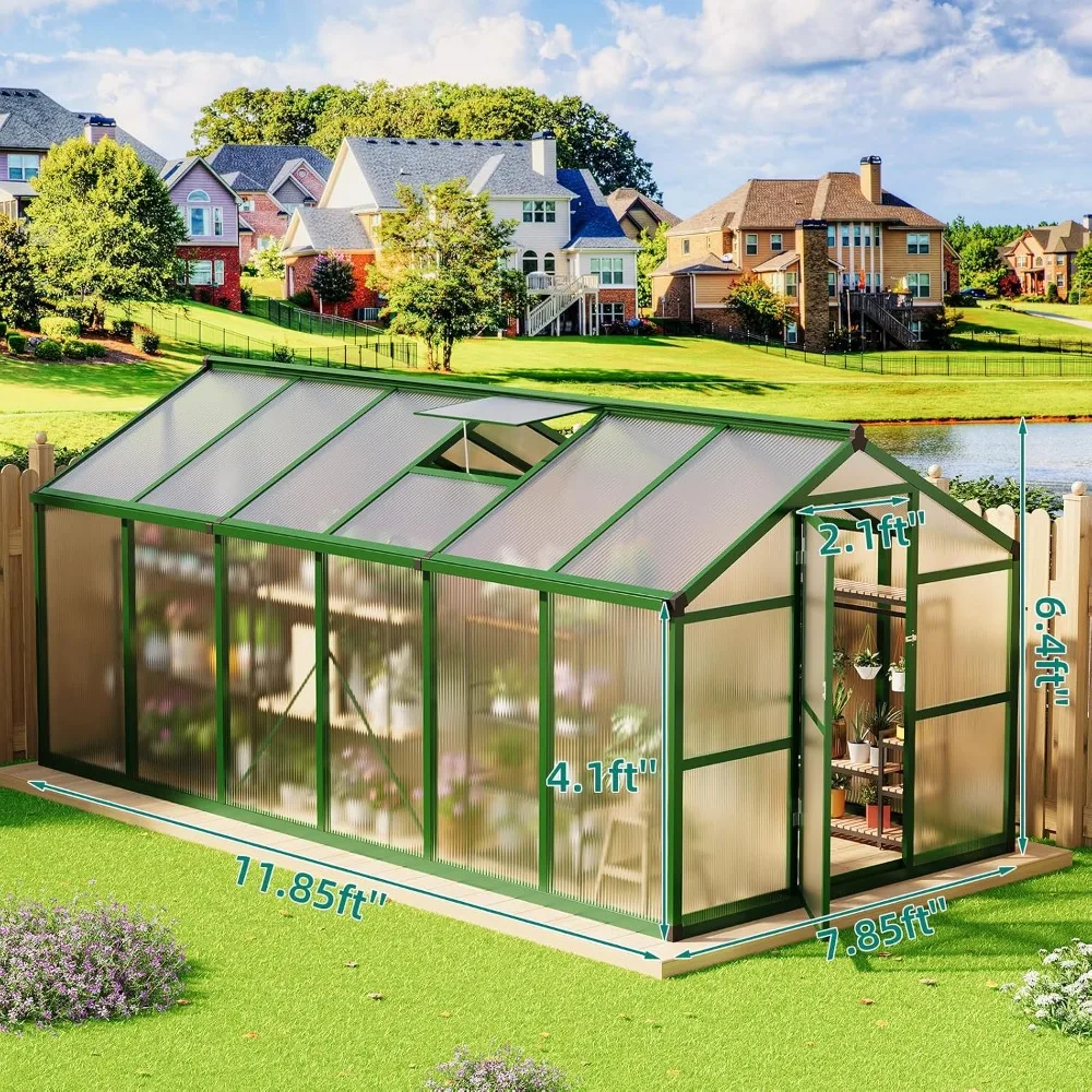 8x12 FT Greenhouse - Large Aluminum Greenhouses for Outdoors, Custom