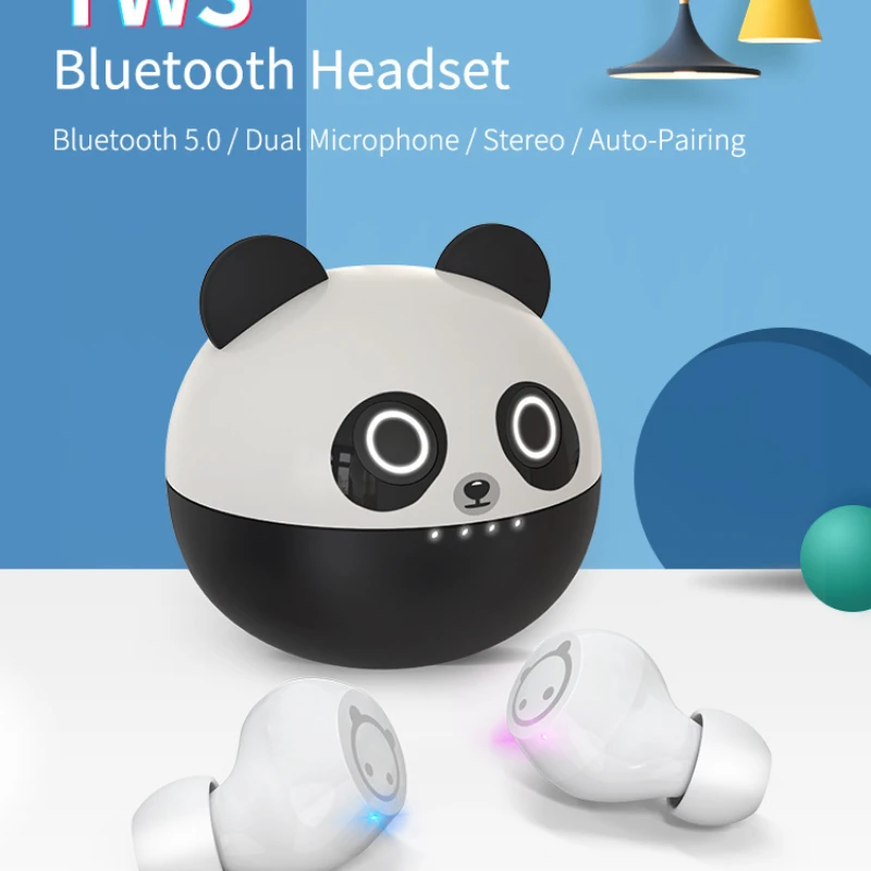 Imagem -02 - Auscultadores sem Fio Inteligente de Redução de Ruído Mini Panda Auscultadores Tws Bluetooth Presente de Namorada Bonito