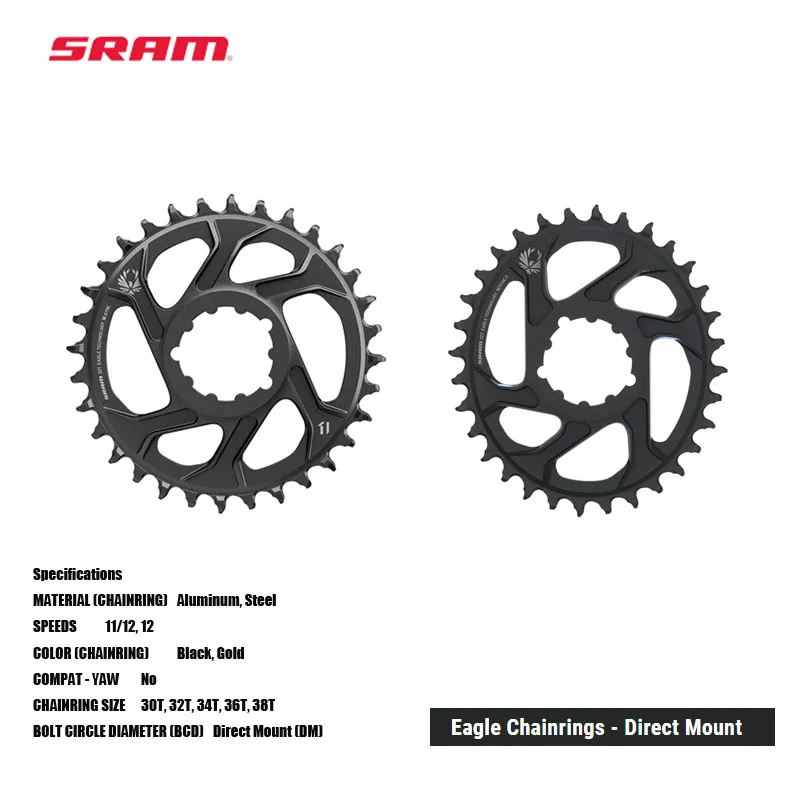 

SRAM Eagle Chainrings - Direct Mount X-SYNC 2 chainring design increases chain retention MTB & Road bicycle acesssories cycling