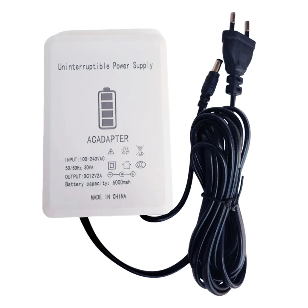 1pc 12V-2A White Uninterruptible Power Supply Adapter Mini UPS Battery Backup Interface 6000mAh Built-in Battery Instrument Part