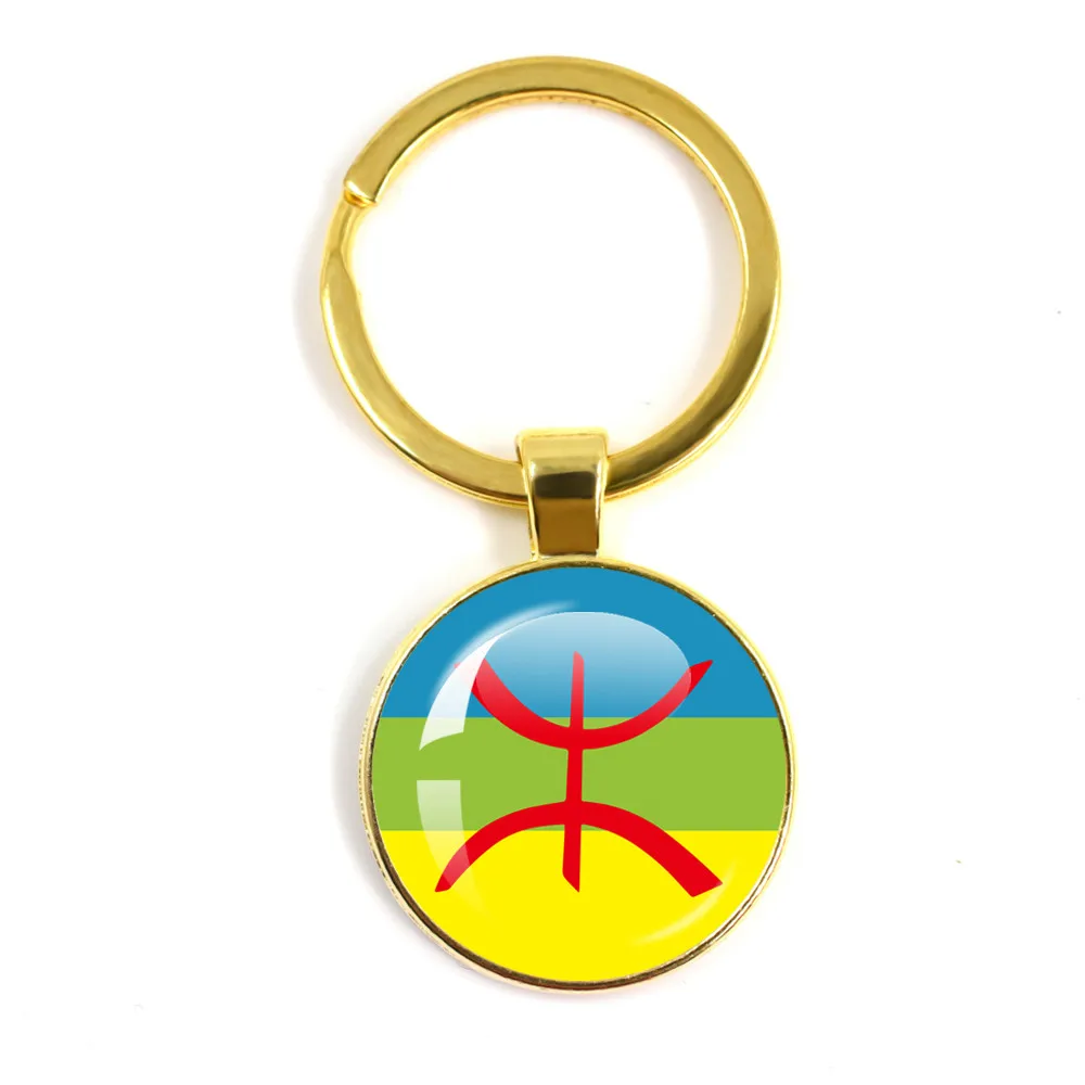 Berber North Africa Flag Keychain 25mm Key Jewelry  Glass Keychain Friends Giftt
