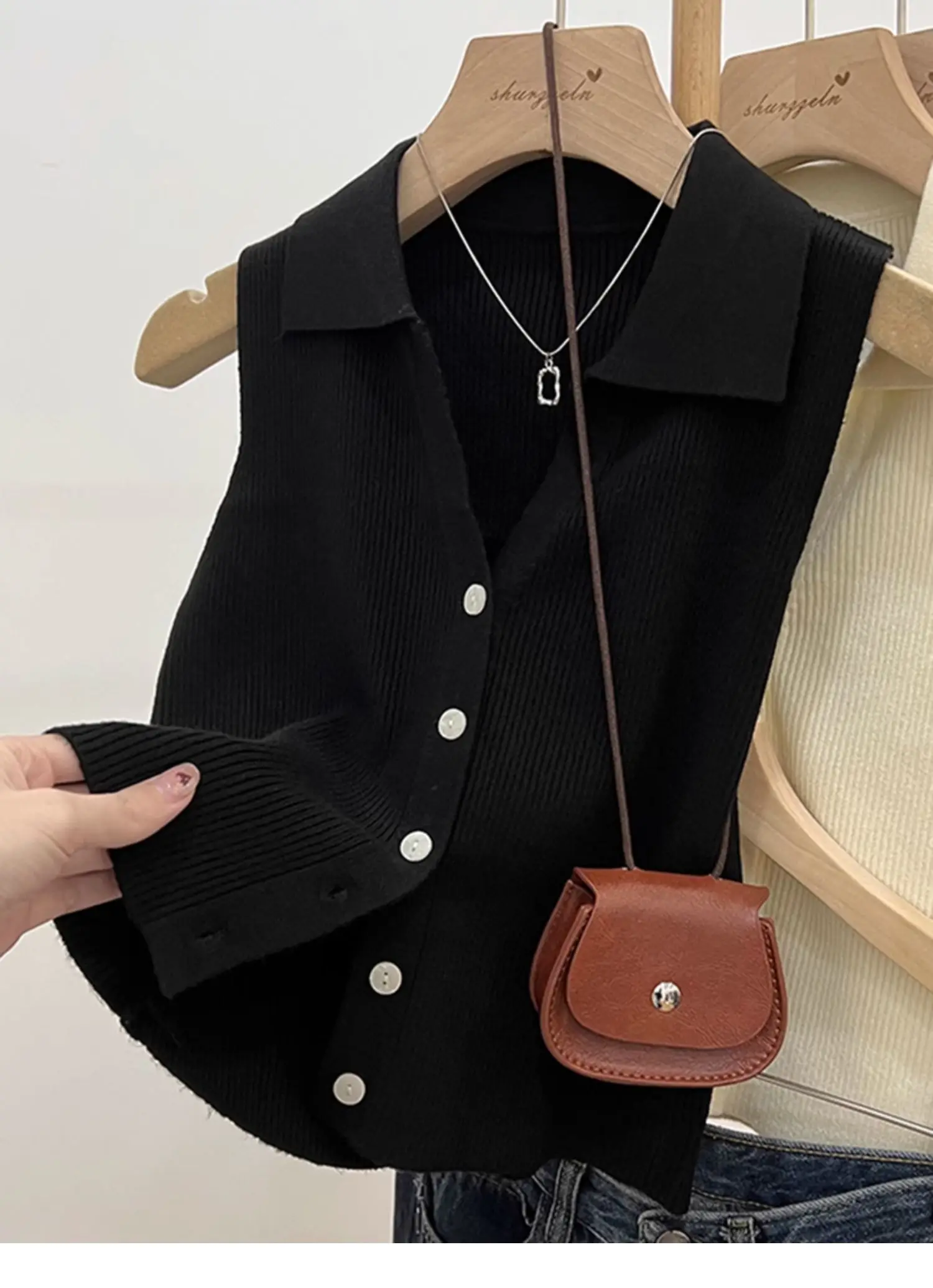 Solid Color Knitted for Women Cardigan Korean Single Breasted Sleeveless Jumper Woman Round Neck All Match Cardigans Outwear