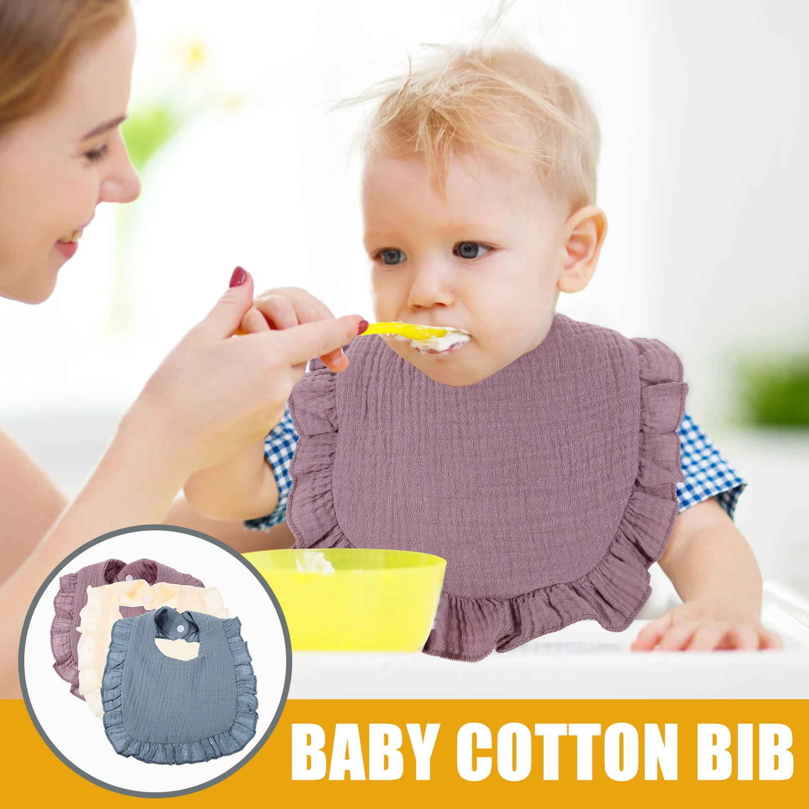 

3 Pcs Baby Saliva Bibs Cotton Drooling Infant Toddler Cute Teething Feeding Eating Light Weight Portable Storage Outdoor