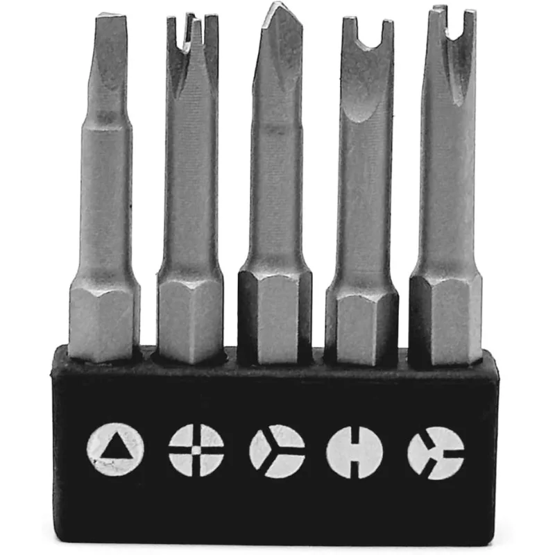 Special Shaped Screwdriver Insert Bits Set in 5 Different Shapes U-Shape, Y-Type, Triangle, Inner Cross, 3-Points
