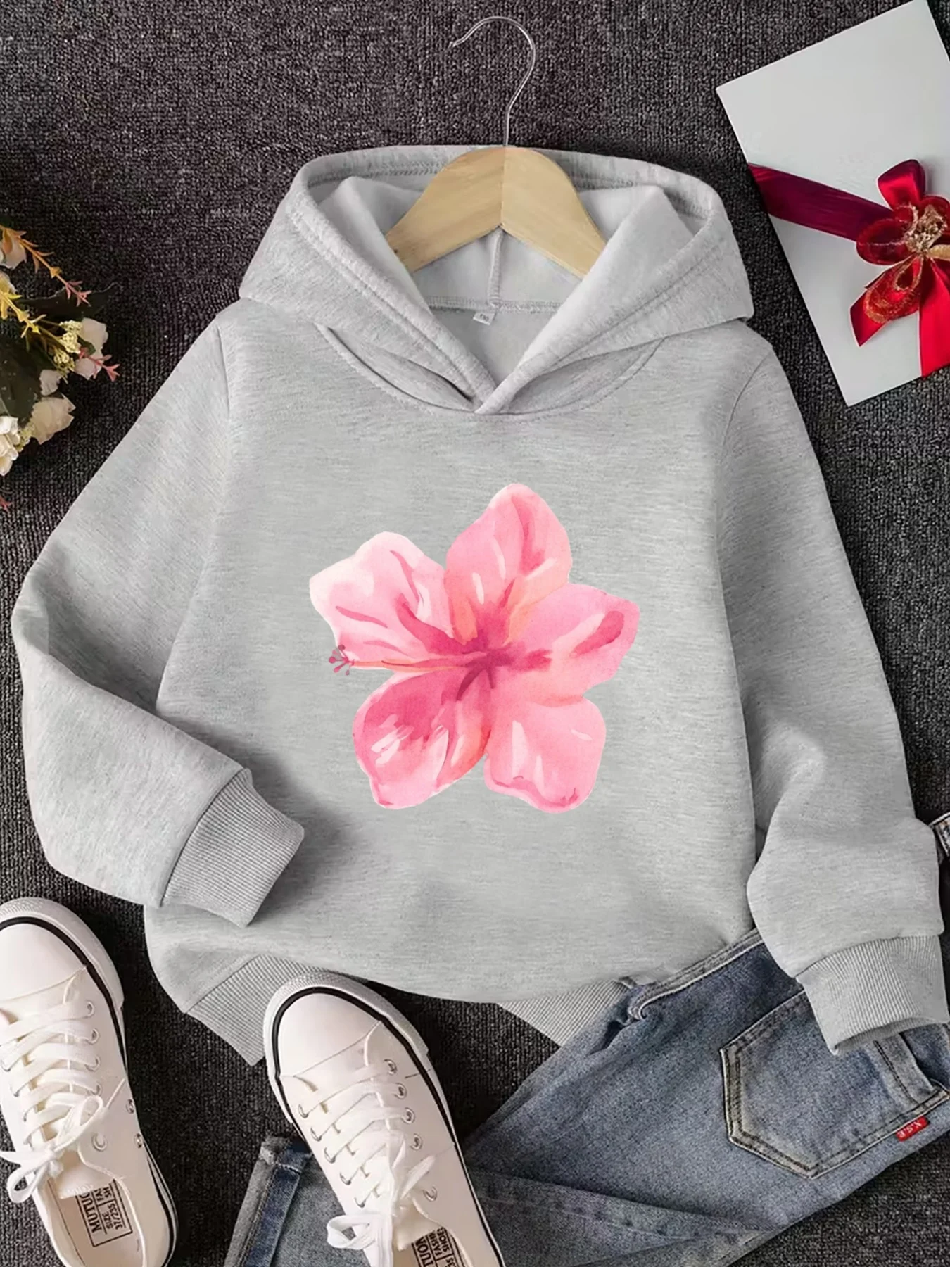 Girls' Long Sleeve Hoodie, Fresh Floral Print Design Multi-Color Choice Versatile Casual Sweatshirt Autumn Winter Trendy New Top