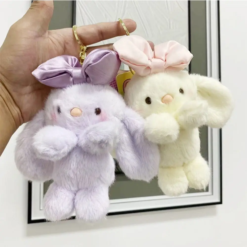 Birthday Present Cute Bow Rabbit Keychain Soft Delicate Plush Toy Doll Creative High Appearance Level Bag Pendant