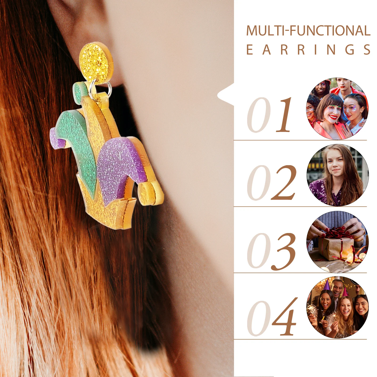 

1Pair Women Stud Earrings Novelty Acrylic Fashion Jewelry Party Festival Chic Ear Accessory Trendy Earring Gift