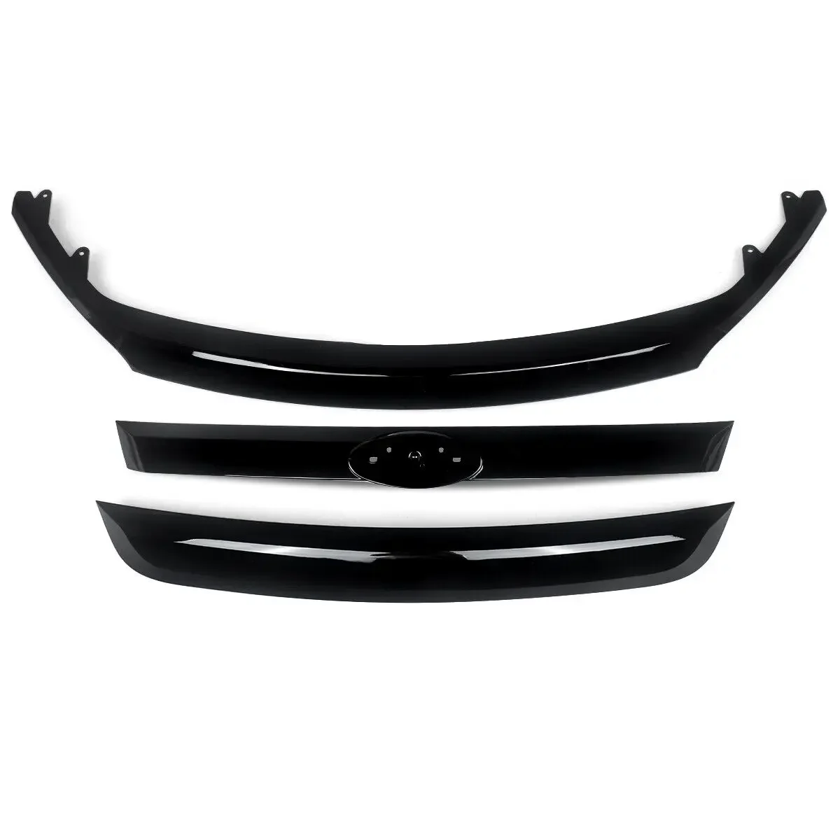 For Ford Fusion 2010-2012 2011 Front Upper Grille Molding Trims Gloss Black 3pcs