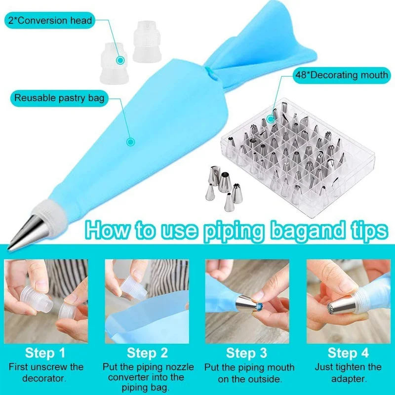 420PCS Cake Turntable Cake Decorating Tools Spatula Kit Rotary Table Baking Tool Piping Nozzle Piping Bag Baking Supplies Sets