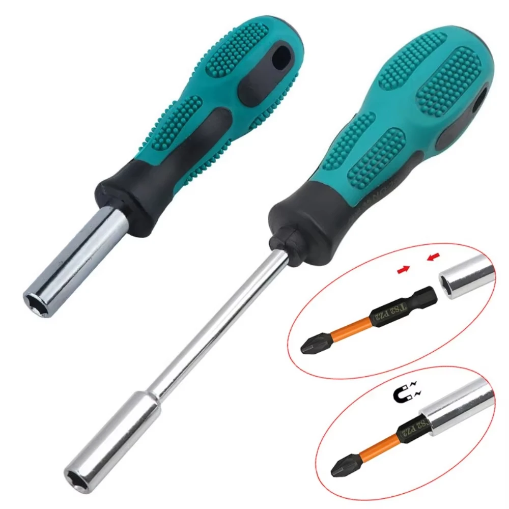 1 Piece 1/4-Inch Drive Magnetic Screwdriver Holder, Screwdriver Drive Handle, 6.35 mm Hex Drive, 5-Inch or 8-Inch Length