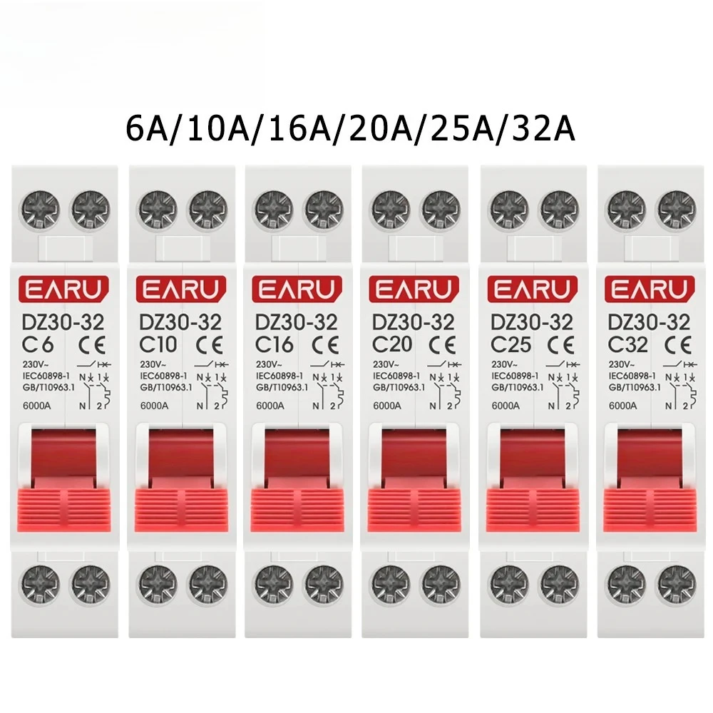 DZ30-32 DPN 1P+N Mini Circuit Breaker MCB 6A 10A 16A 20A 25A 32A Din Rail Mounting Cutout Miniature Household Air Switch OEM DIY
