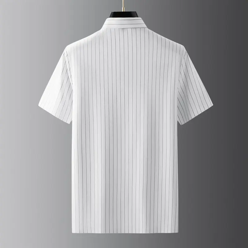 8XL 7XL 6XL New Summer Ice Silk Breathable Mens Polo Shirts Short Sleeve Lapel Striped T-shirts Men Oversize Loose Male Clothing