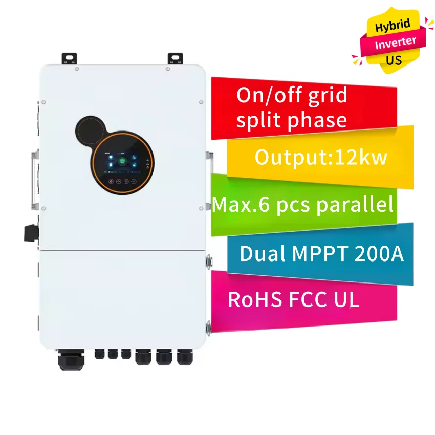 12KW 48V SRNE on Off Grid 12KW 5 Years Warranty 6 Units Parallel Three Phase Power Storage Split Solar Hybrid Inverter Charger