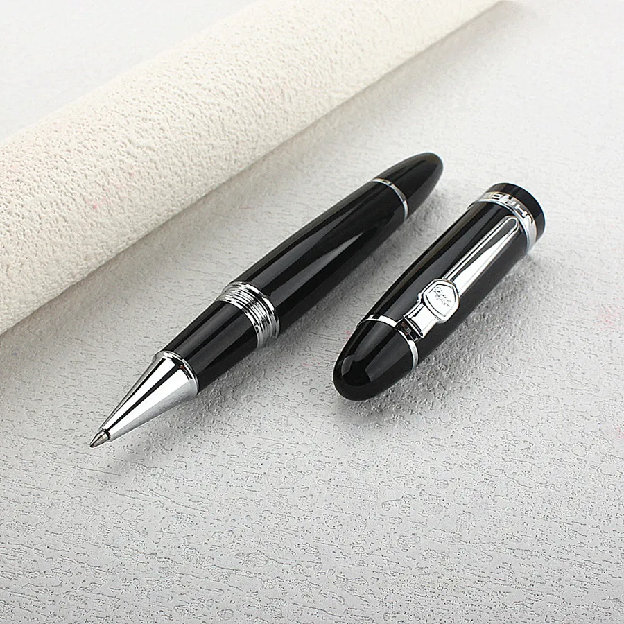 Jinhao 159 Роскошная желтая и серебряная шариковая ручка с зажимом с бархатной сумкой Бесплатная доставка ручки с роликами