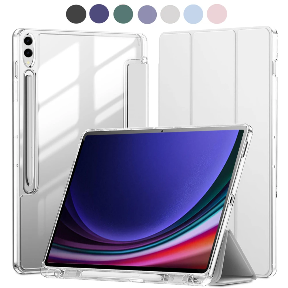 Clear Crystal Tablet case for Samsung Galaxy Tab S9 Plus S9 FE Plus S10 Plus Shockproof Cover with Pencil Holder