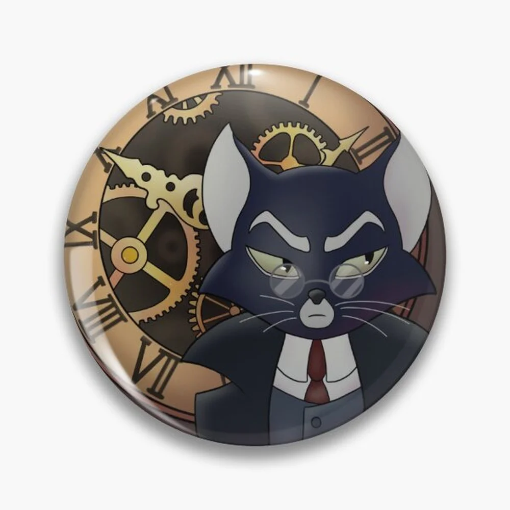 Mordecai (Lackadaisy) Pin Holographic Star Heart Pin Brooches Laminated Button Fashion Accessory
