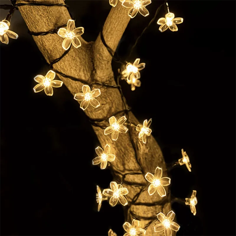 Outdoor Courtyard Solar Fairy Lights Cherry Blossoms Solar String Lights Decorative Lighting Lamp