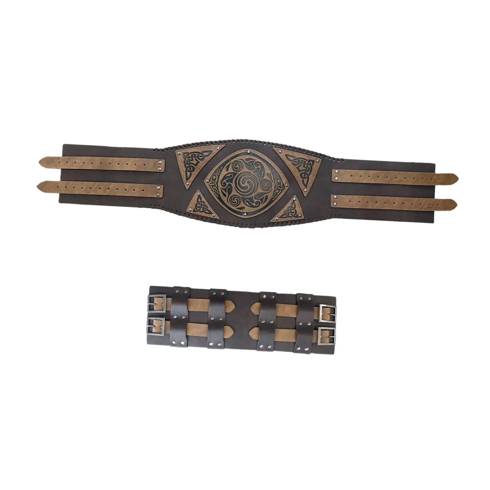 حزام عريض من العصور الوسطى منقوش عليه إكسسوار زي Larp حزام مشد مزخرف