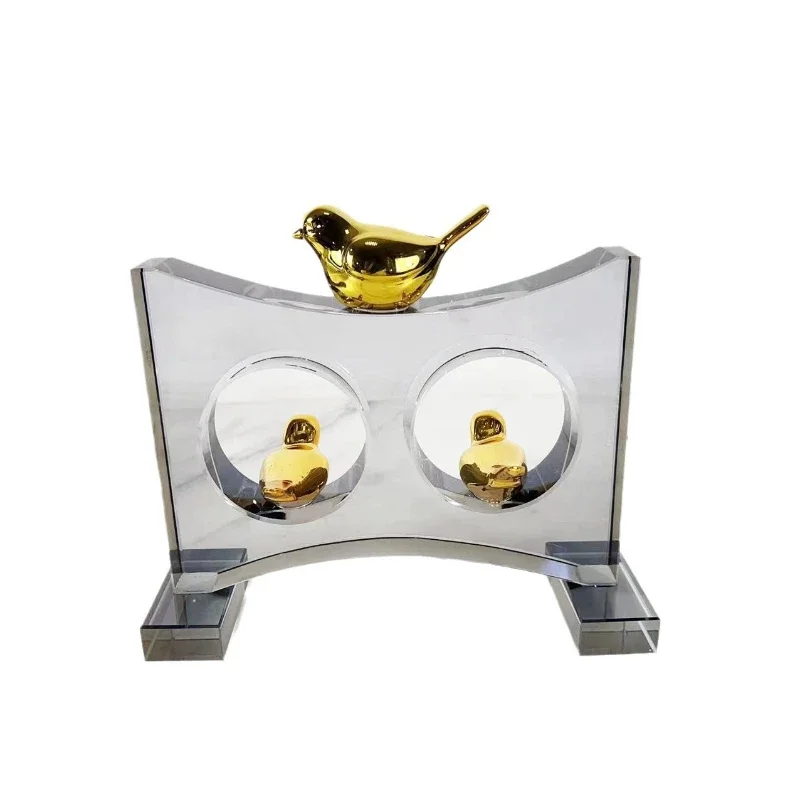 

Modern simple European geometric crystal glass bird desktop ornament model house sales office soft decoration