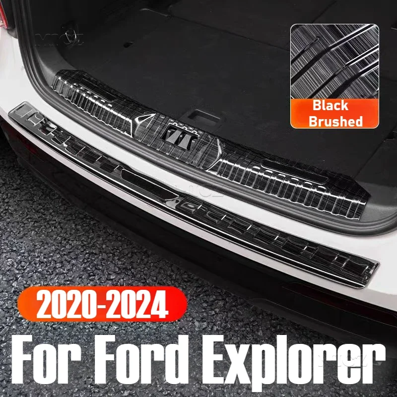 For Ford Explorer 2020 -2023 2024 Guard Sill Scuff Plate Stainless Steel Back Rear Trunk Sill Scuff Plate Protection Pedal Cover