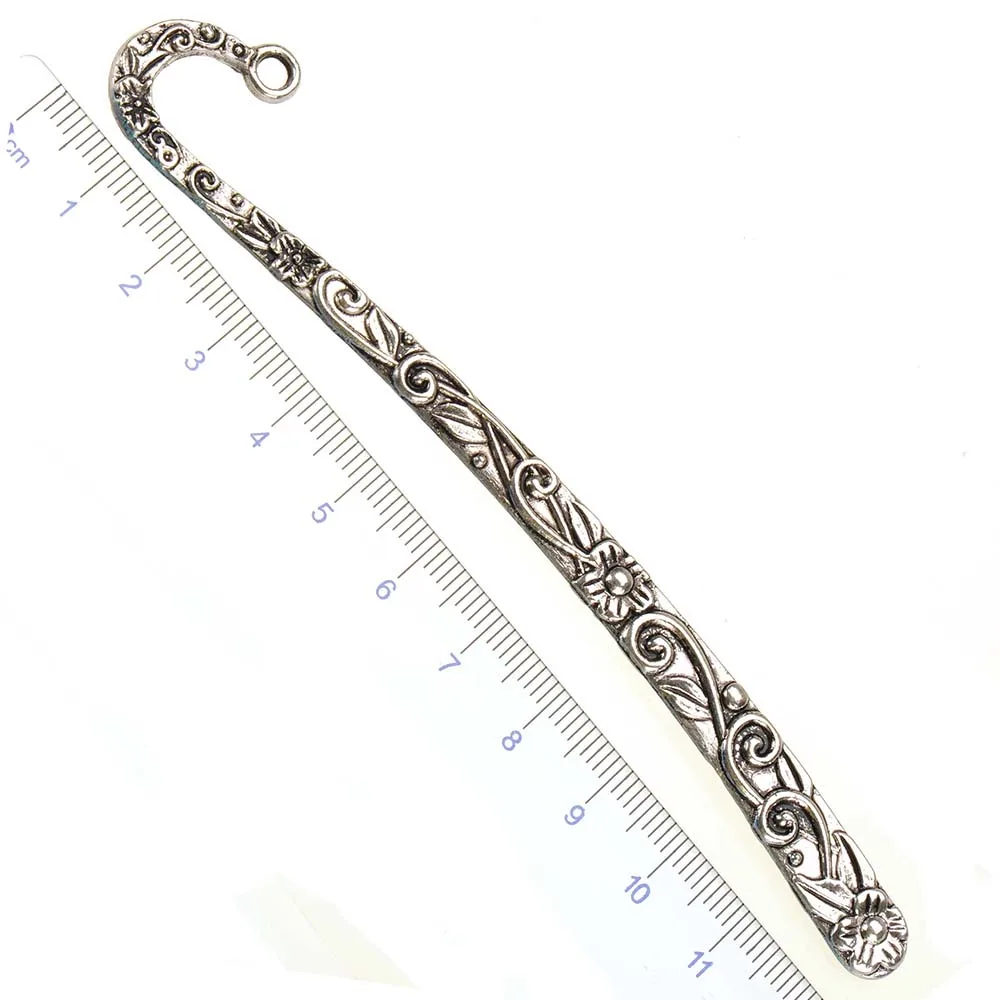 Metal Bookmark Stationery Flower Diy Crystal Charms Silver Big Cruve Office School Suppliers Fashion Jewelry Findings 123mm 5pcs