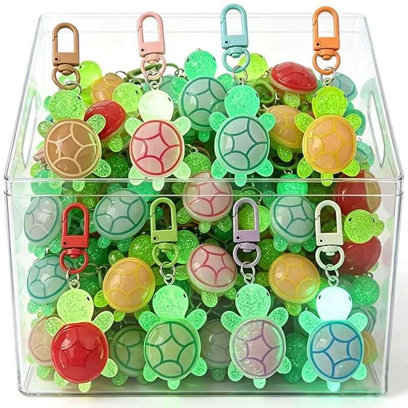 1-20pcs Cute Glow in The Dark Turtle Keychain for Women Backpack Pendant Colorful Tortoise Keyring DIY Accessories Student Gifts