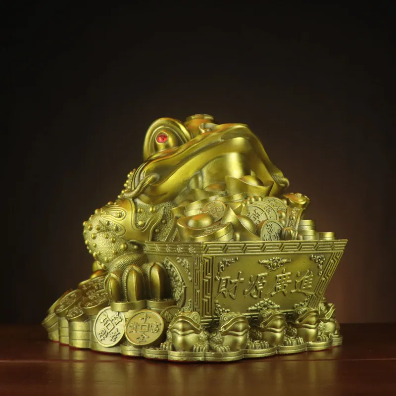 , Wealth-Attracting , for Daily Income, Golden Toad Home and Shop Decoration, Brass Gold